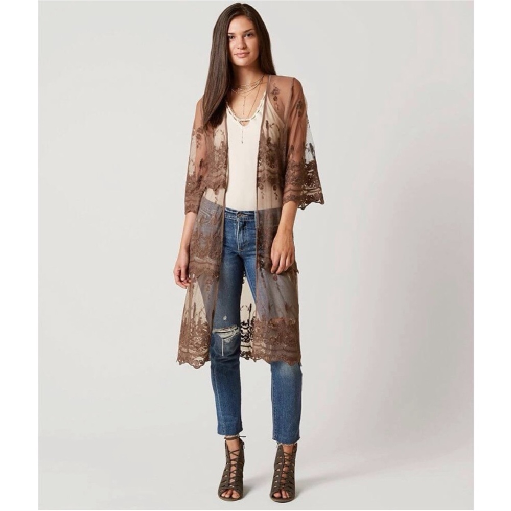 Daytrip Brown Sheer Kimono Top